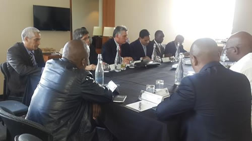 PHOTO by Umsebenzi Online. Cuban First Deputy President of the Council of State and Ministers, H.E. Miguel Diaz-Canel (Third from left) met with SACP General Secretary Dr Blade Nzimande at Kempton Park next to Johannesburg, OR Tambo International Airport, South Africa.